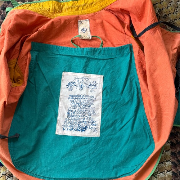 Vintage 80s Unique Wearable Art Rainbow Nu Age Crew Indonesian Jacket ~ Size M - Picture 9 of 9